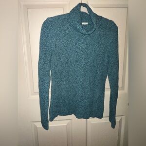Sundance Teal turtle Neck Knit Sweater M cotton silk blend fall winter